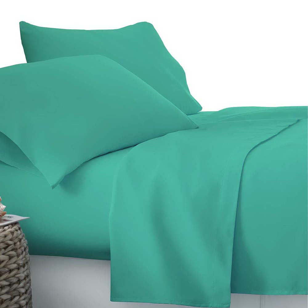 4 Piece Microfibre Sheet Set Double– Aqua