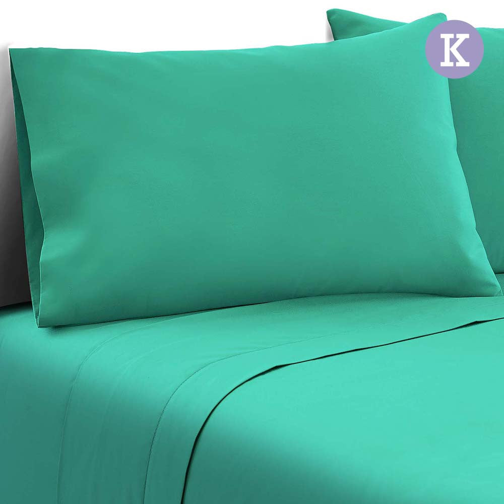 4 Piece Microfibre Sheet Set King – Aqua