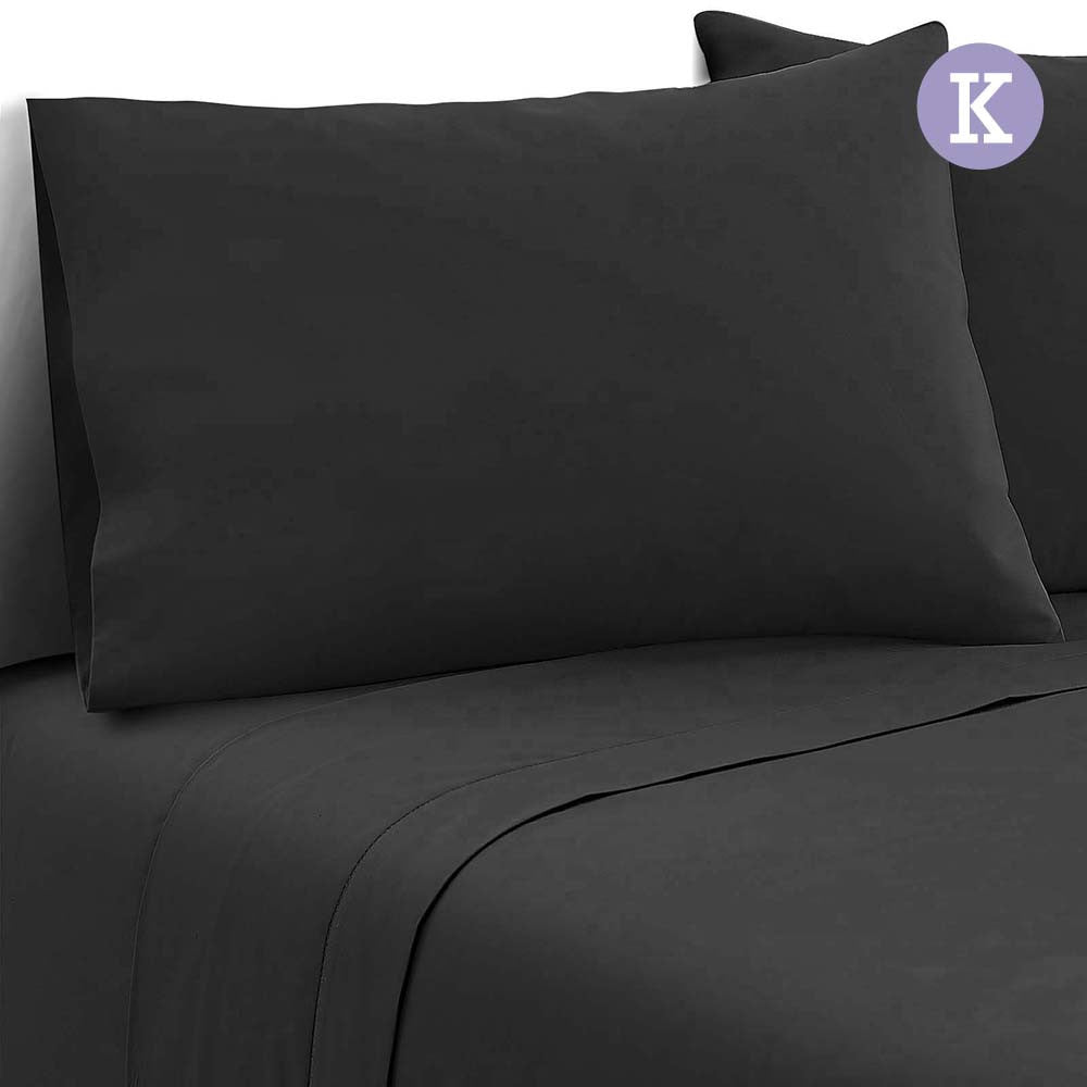 4 Piece Microfibre Sheet Set King – Black