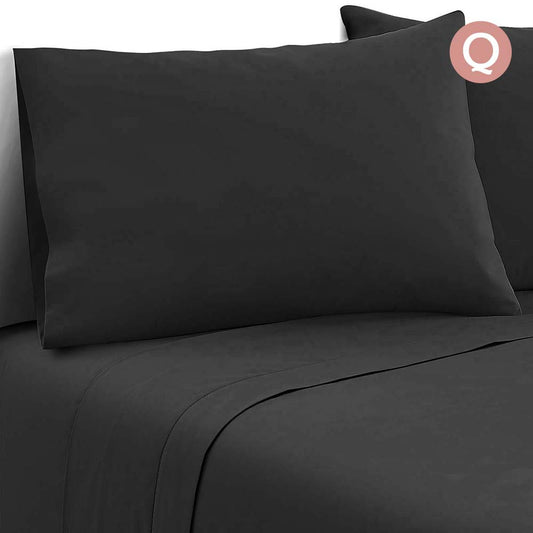 4 Piece Microfibre Sheet Set Queen – Black