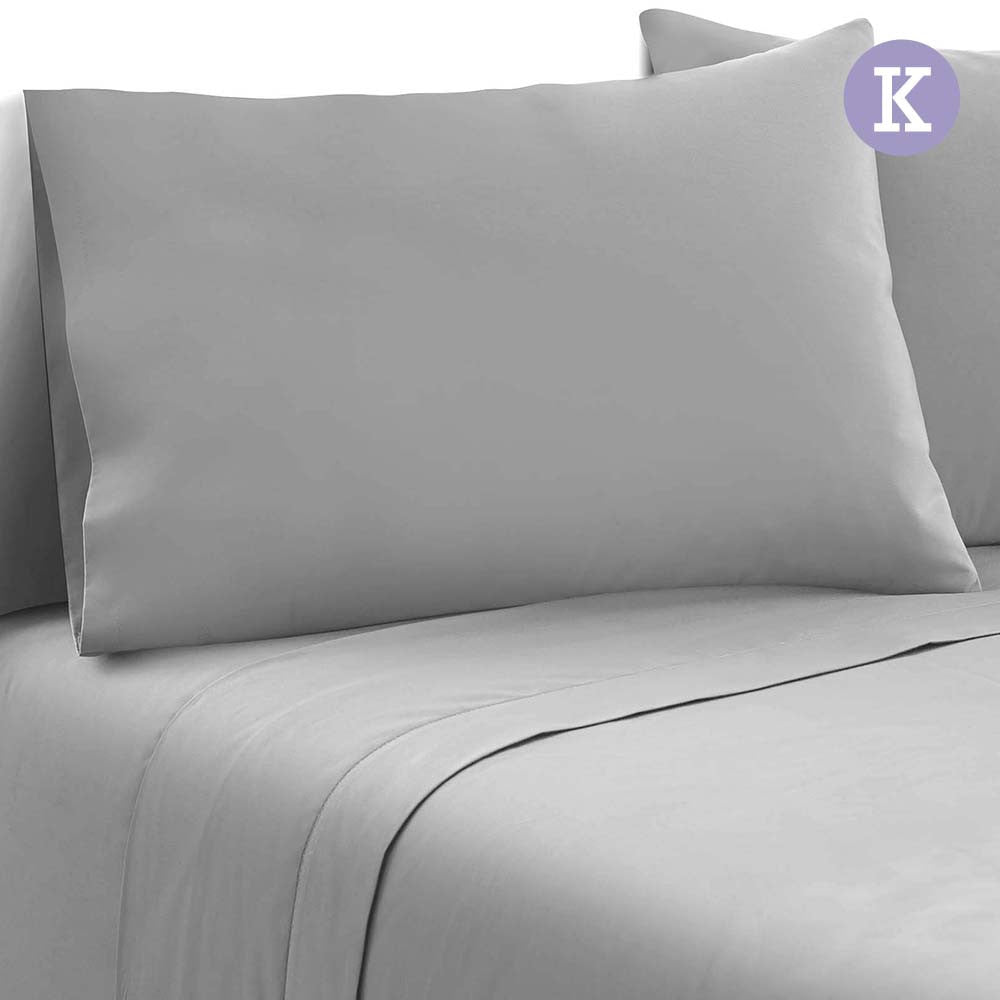 4 Piece Microfibre Sheet Set King –  Grey 