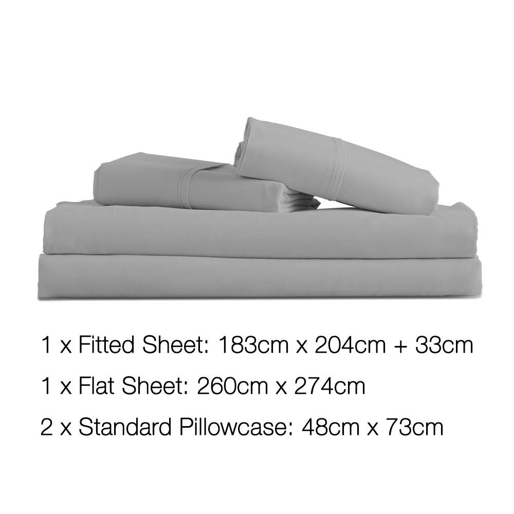 4 Piece Microfibre Sheet Set King –  Grey