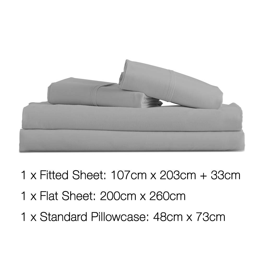 3 Piece Microfibre Sheet Set King Single –  Grey