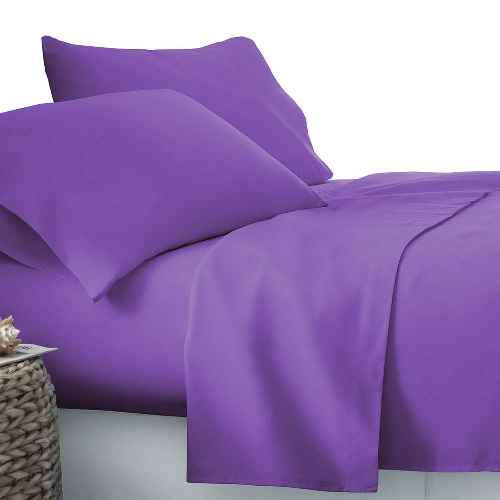 4 Piece Microfibre Sheet Set Double– Purple