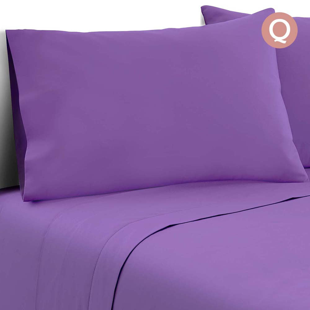 4 Piece Microfibre Sheet Set Queen – Purple  