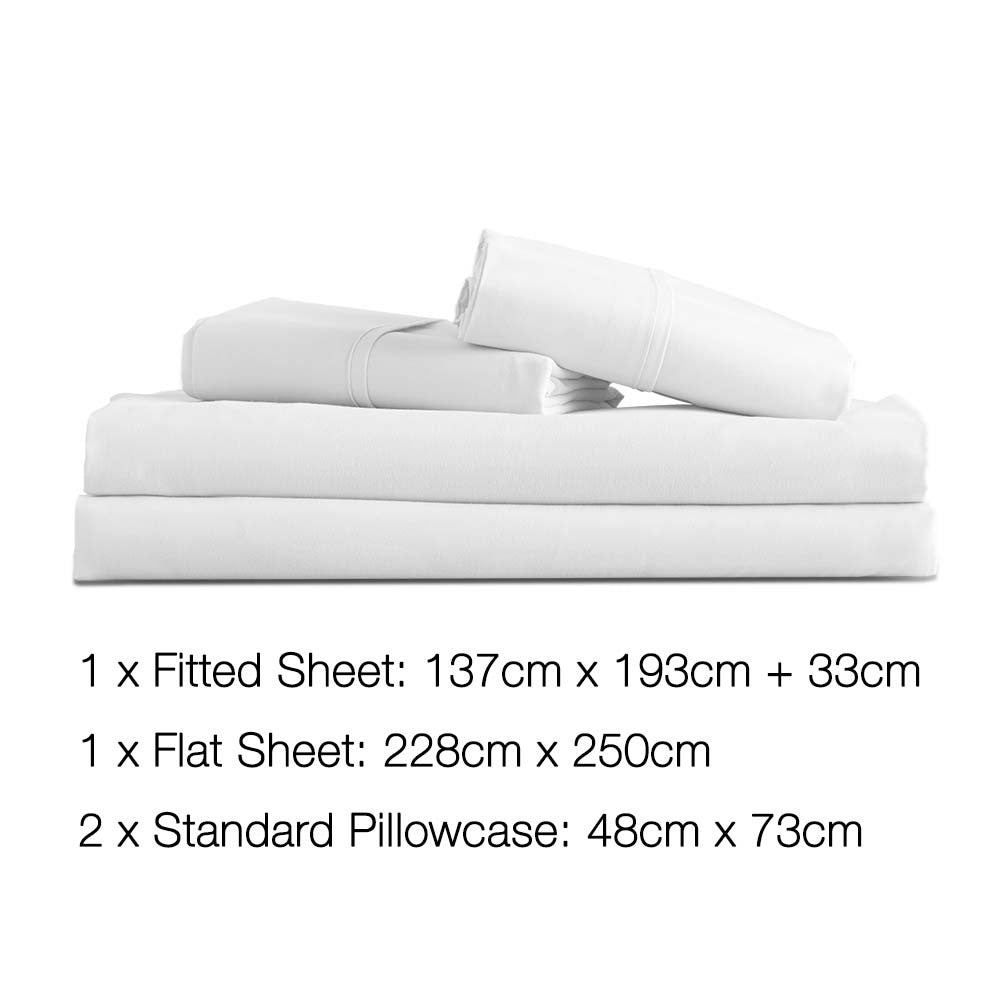 4 Piece Microfibre Sheet Set Double– White