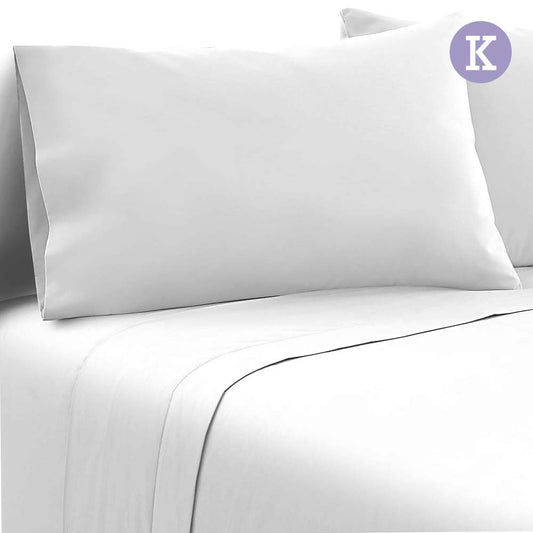 4 Piece Microfibre Sheet Set King – White