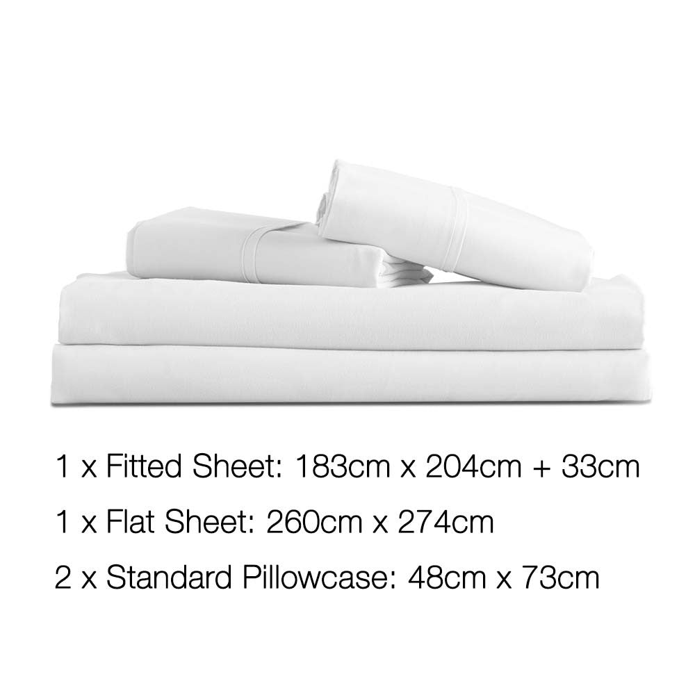 4 Piece Microfibre Sheet Set King – White