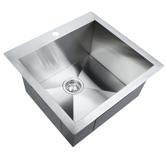 Stainless Steel Kitchen Laundry Sink w/ Strainer Waste 530 x 500mm