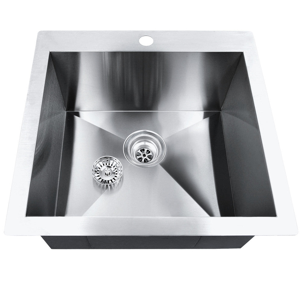 Stainless Steel Kitchen Laundry Sink w/ Strainer Waste 530 x 500mm