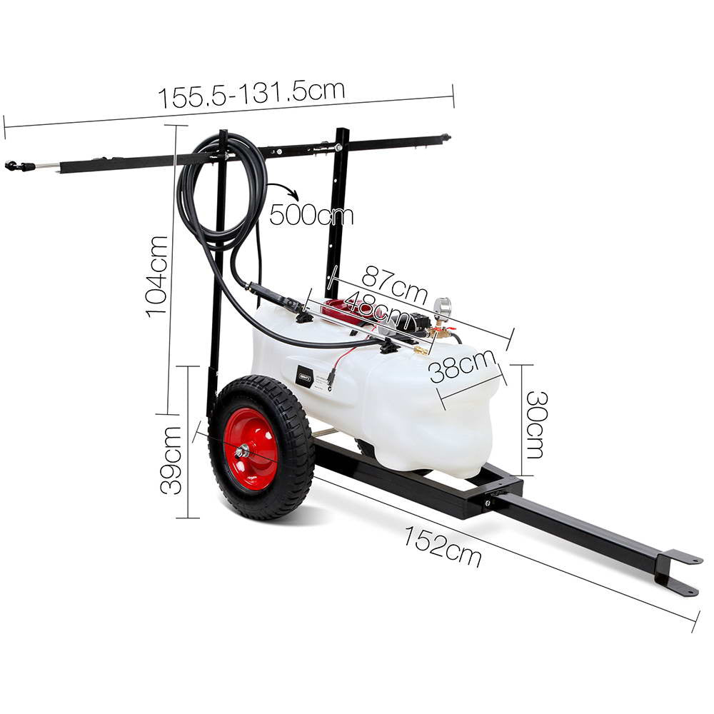 Weed Sprayer 60L Tank With Heavy Duty Trailer & Rear Boom