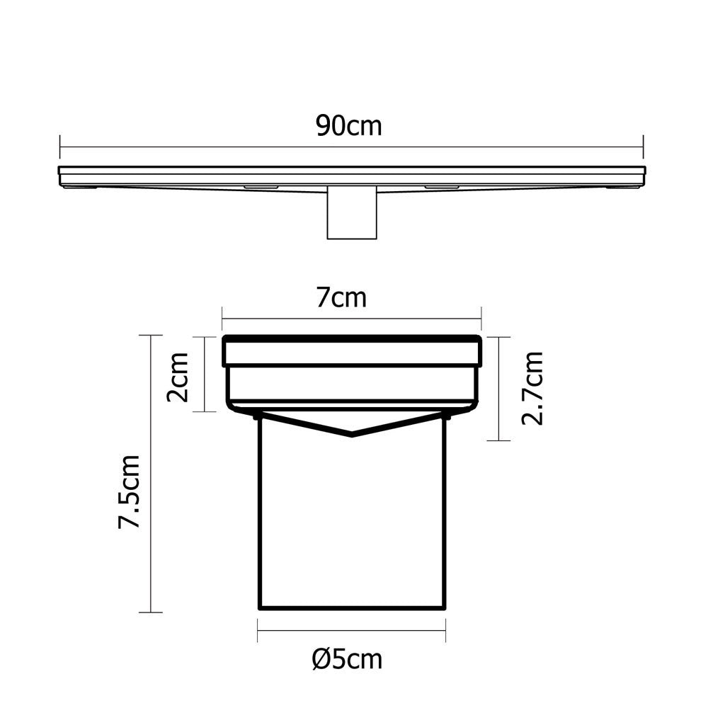 Wave Line Stainless Steel Shower Grate Drain Floor Bathroom 900mm