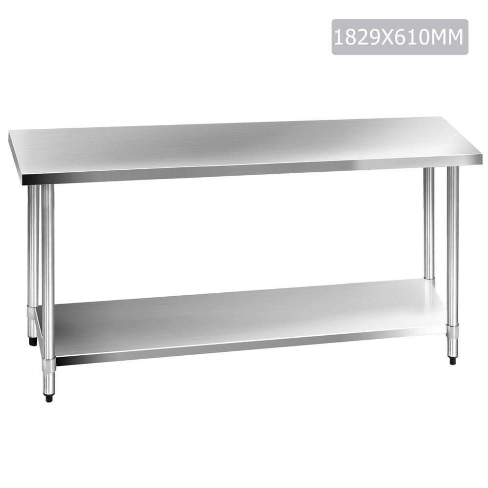 304 Stainless Steel Kitchen Work Bench Table 1829mm