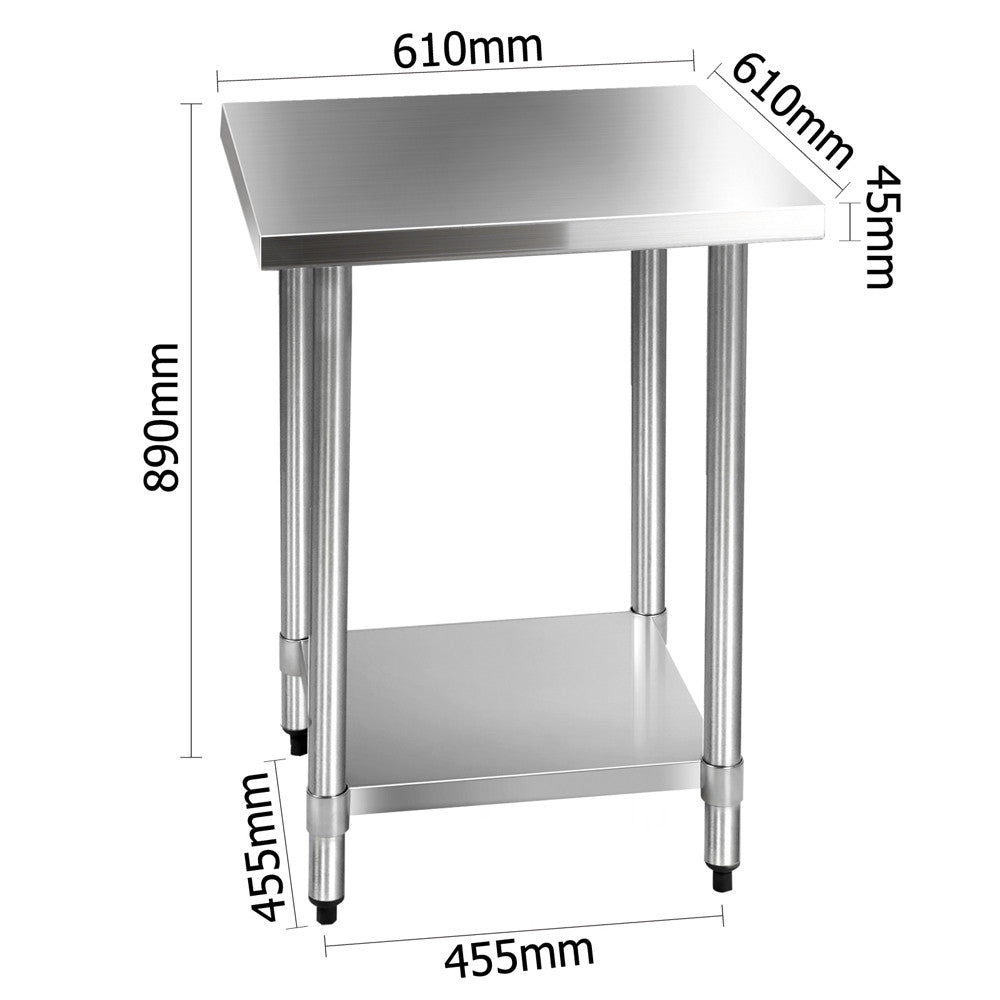 430 Stainless Steel Kitchen Work Bench Table 610mm