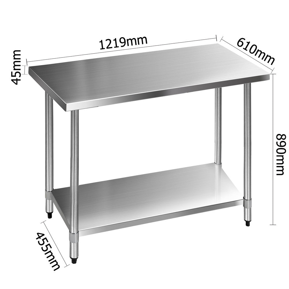 430 Stainless Steel Kitchen Work Bench Table 1219mm