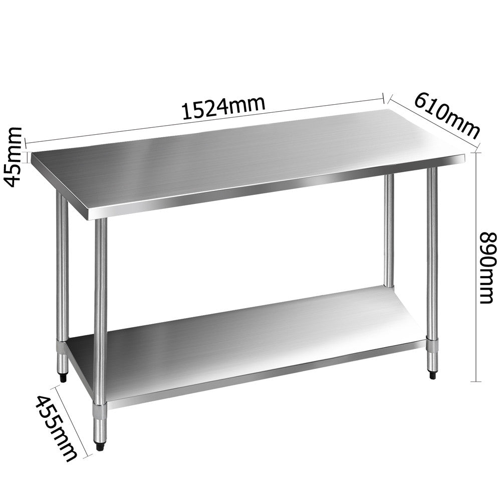 430 Stainless Steel Kitchen Work Bench Table 1524mm