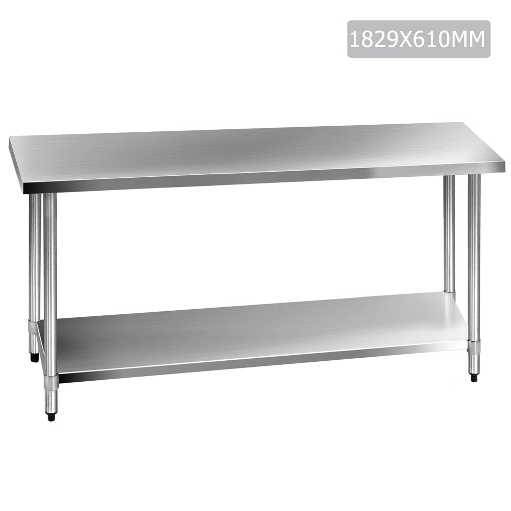 430 Stainless Steel Kitchen Work Bench Table 1829mm