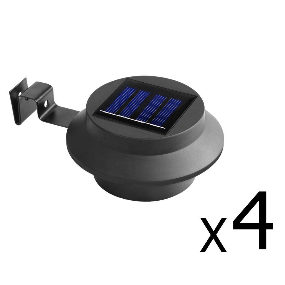 Set of 4 LED Solar Powered Fence Gutter Light Black