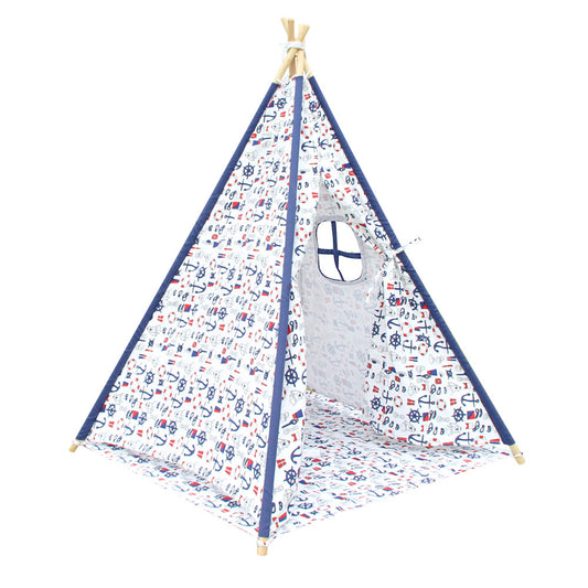 4 Poles Teepee Tent w/ Storage Bag White Green