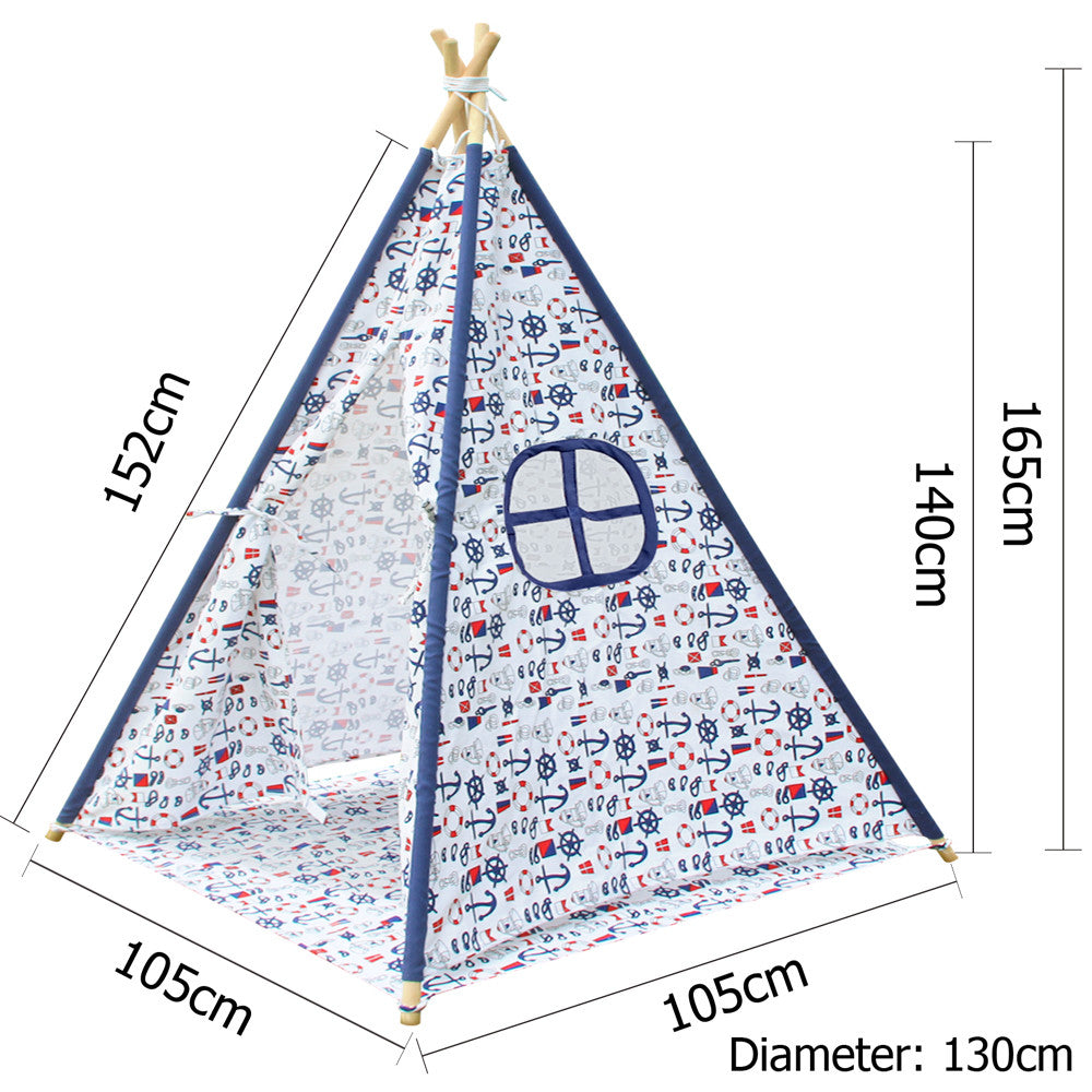 4 Poles Teepee Tent w/ Storage Bag White Green