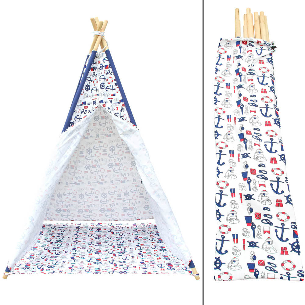 4 Poles Teepee Tent w/ Storage Bag White Green