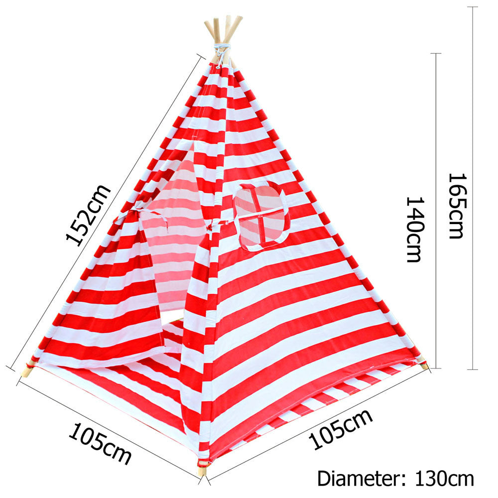 4 Poles Teepee Tent w/ Storage Bag Red