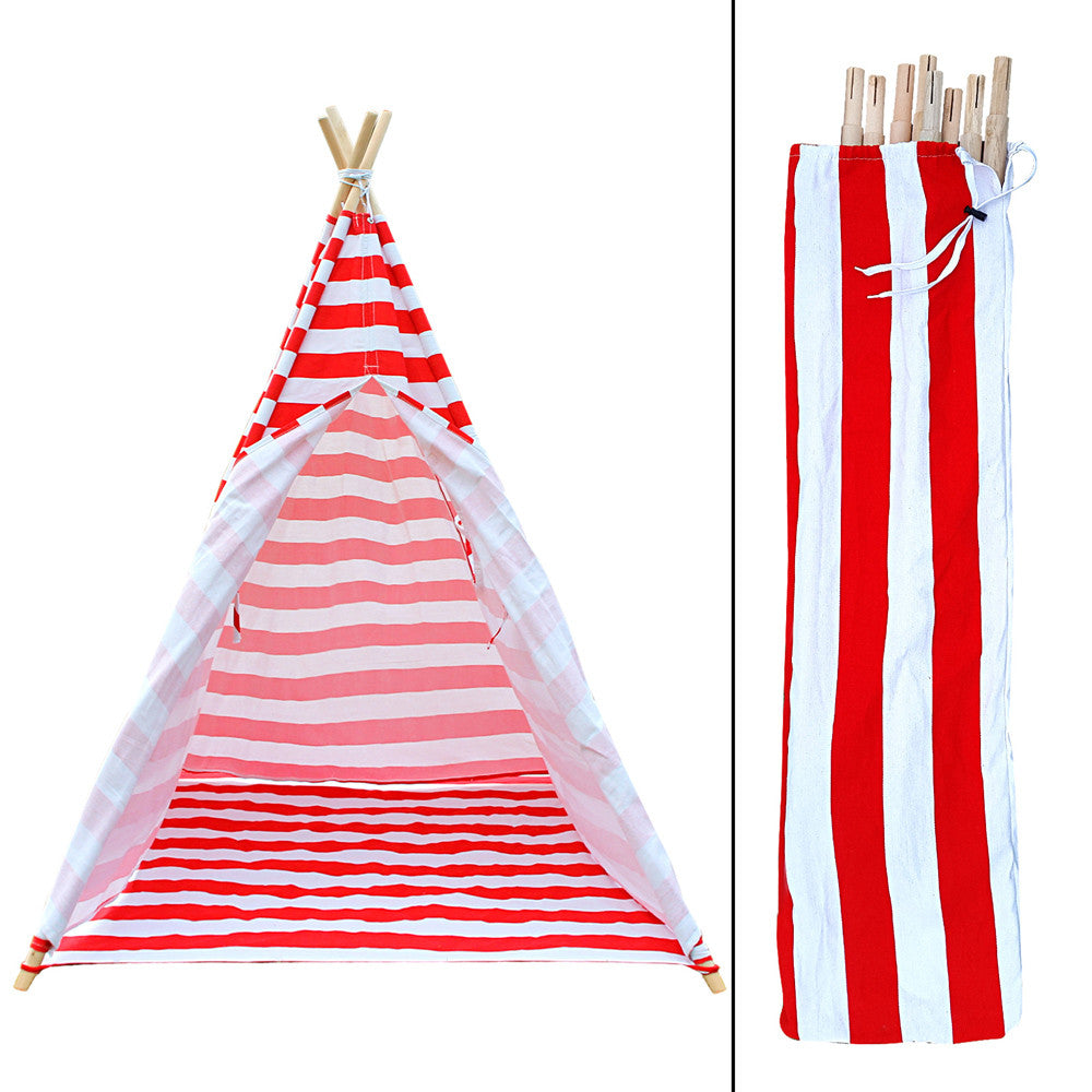 4 Poles Teepee Tent w/ Storage Bag Red