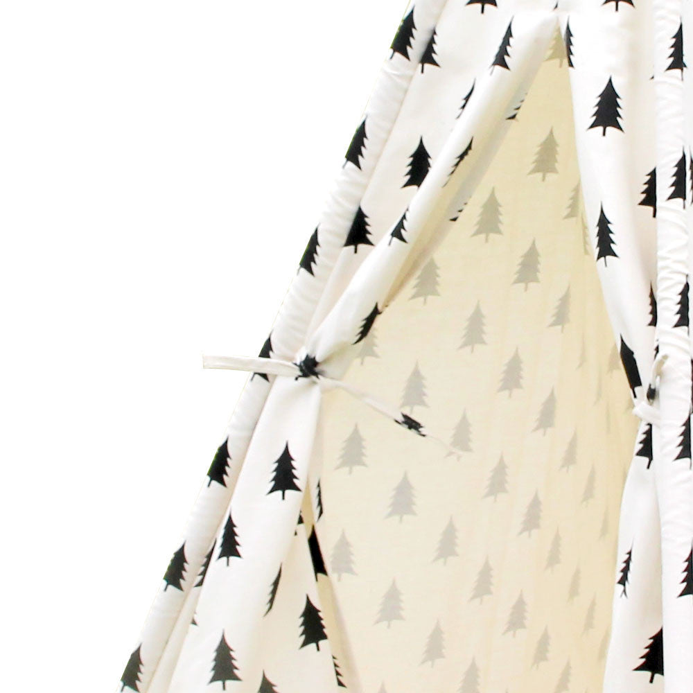 4 Poles Teepee Tent w/ Storage Bag Black White