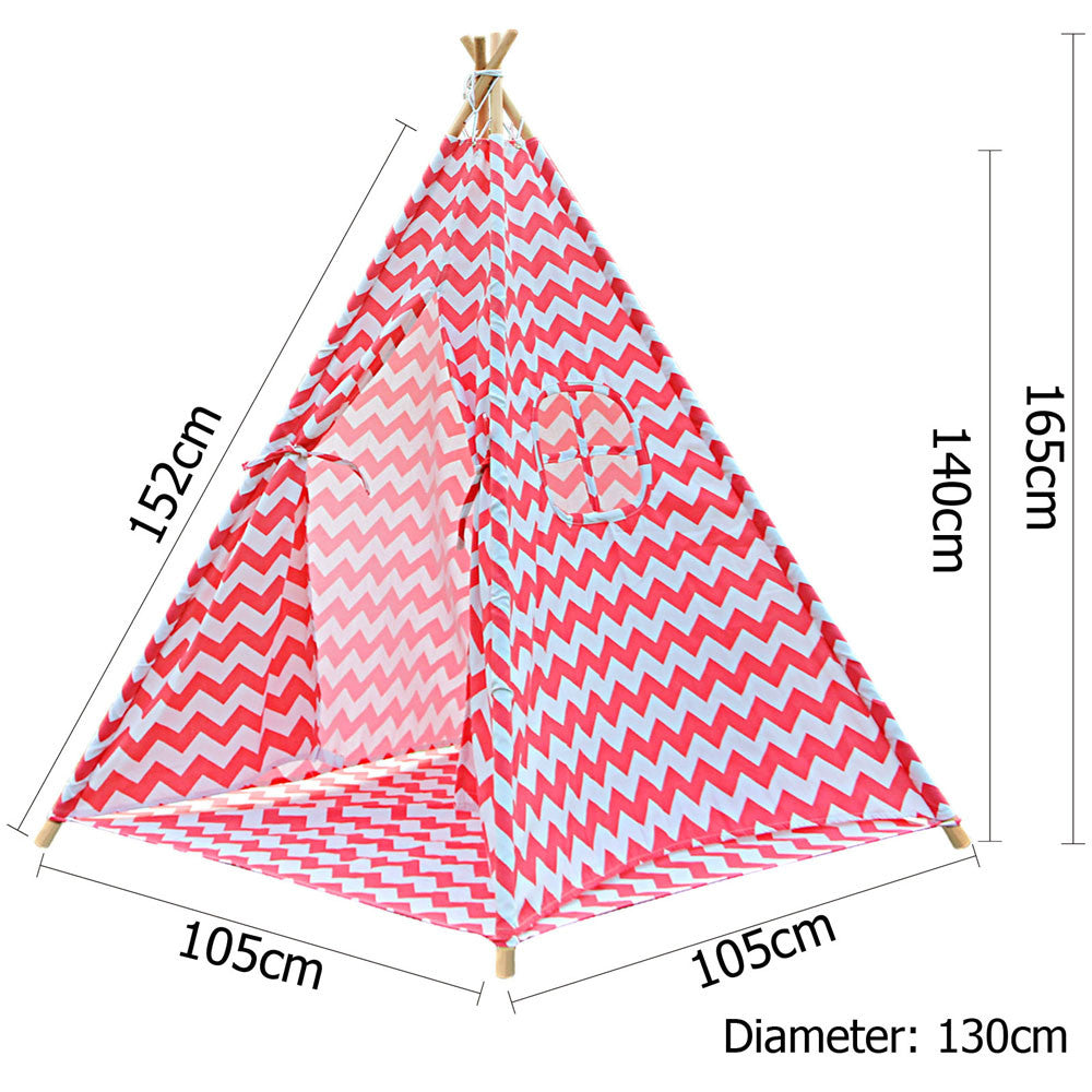 4 Poles Teepee Tent w/ Storage Bag Coral