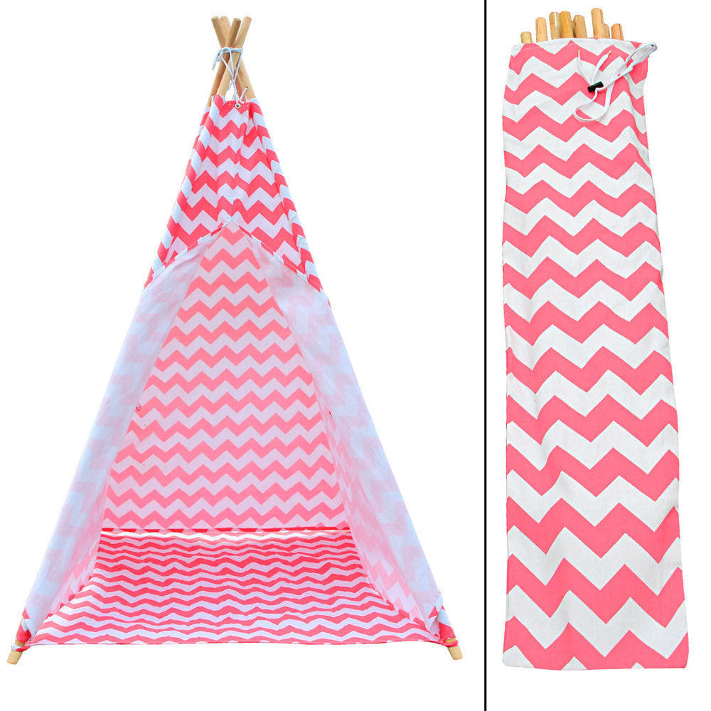4 Poles Teepee Tent w/ Storage Bag Coral