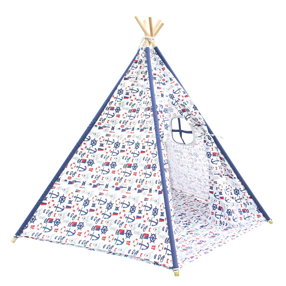 5 Poles Teepee Tent w/ Storage Bag White Green