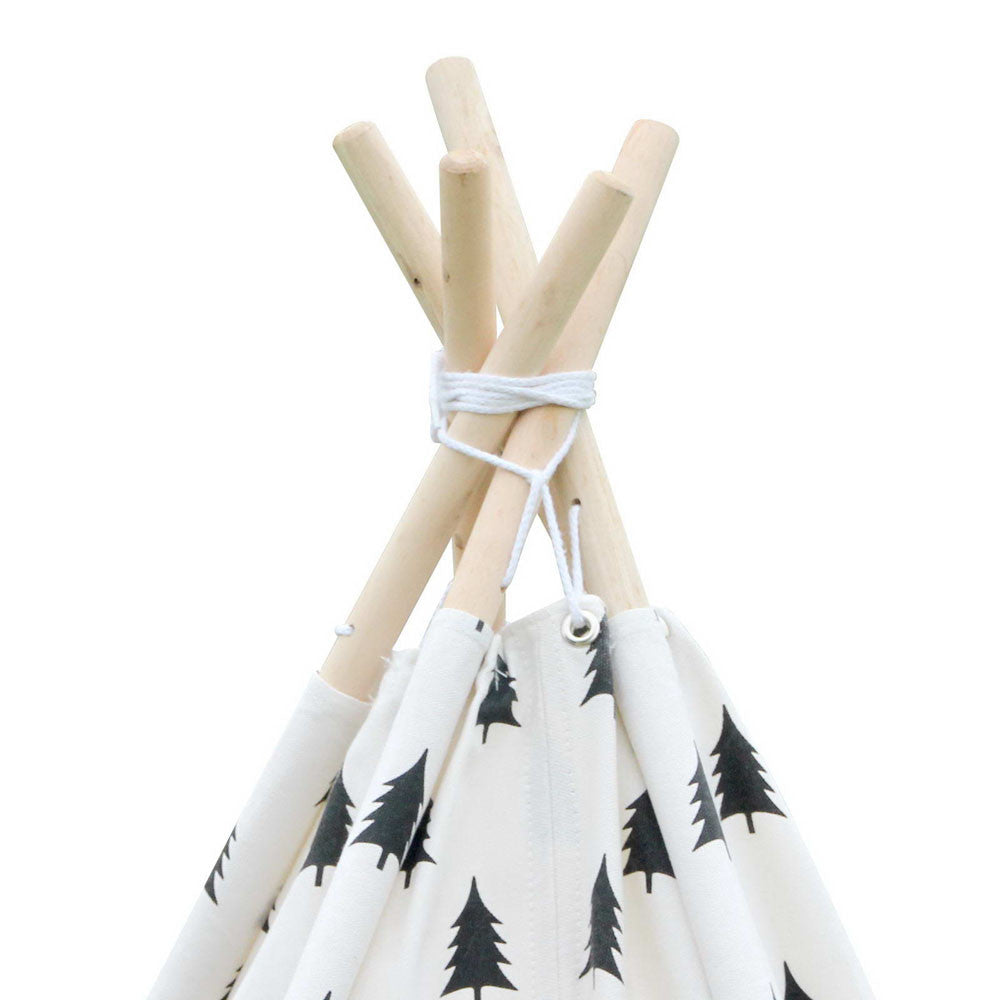 5 Poles Teepee Tent w/ Storage Bag Black White