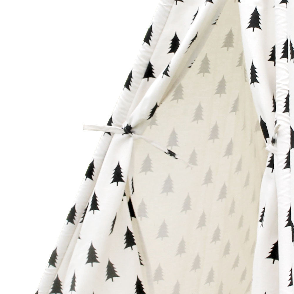 5 Poles Teepee Tent w/ Storage Bag Black White