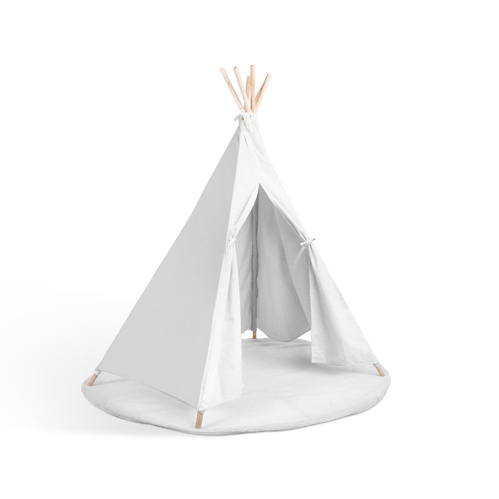 White Kids 6 Pole Teepee Canvas Tent