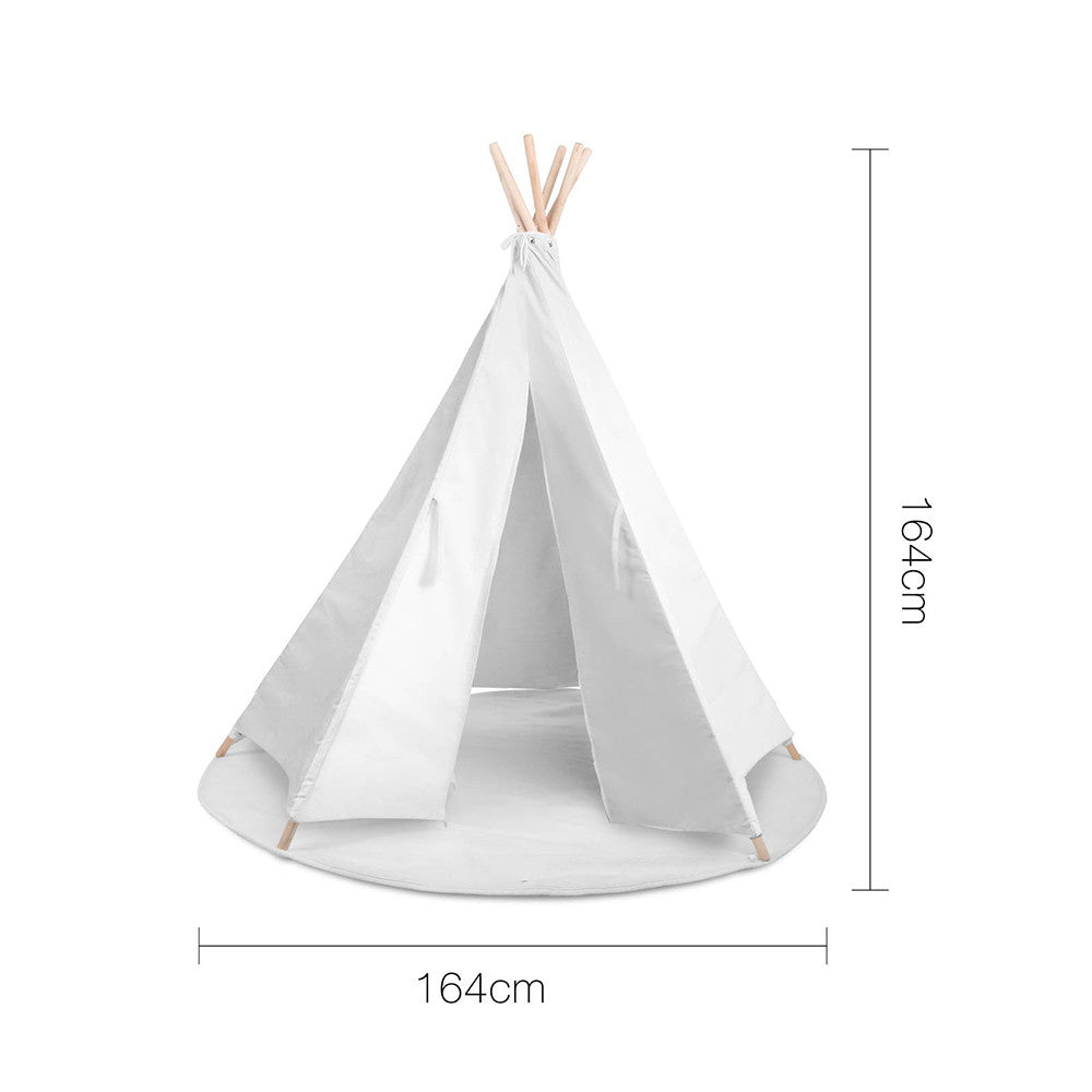 White Kids 6 Pole Teepee Canvas Tent