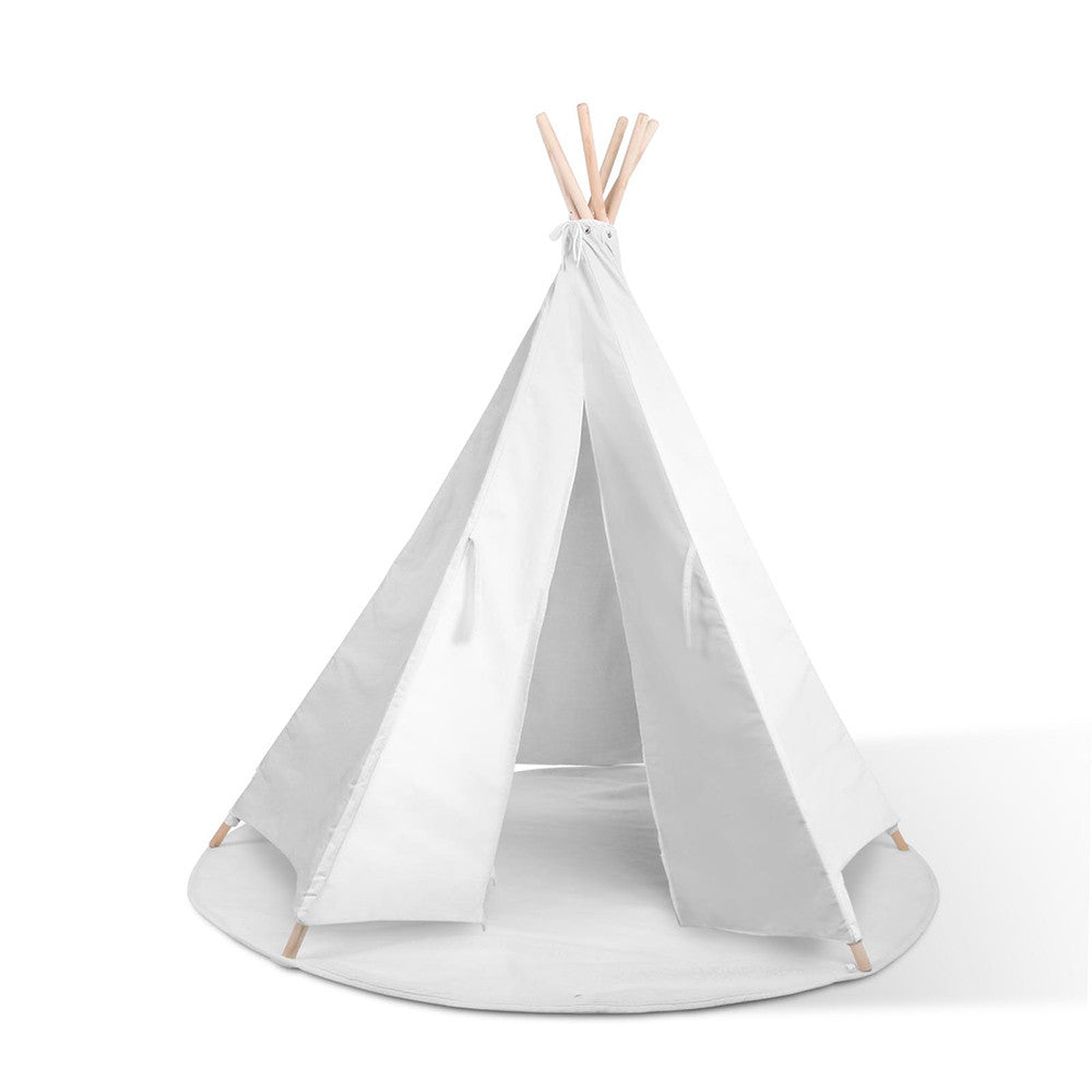 White Kids 6 Pole Teepee Canvas Tent