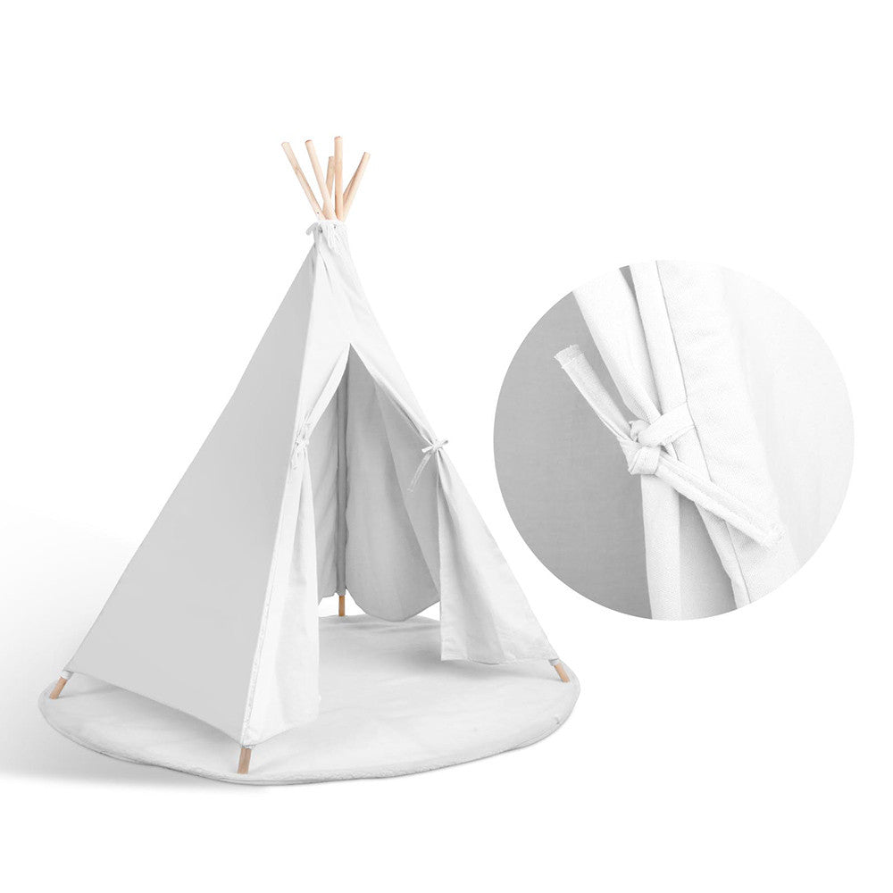 White Kids 6 Pole Teepee Canvas Tent