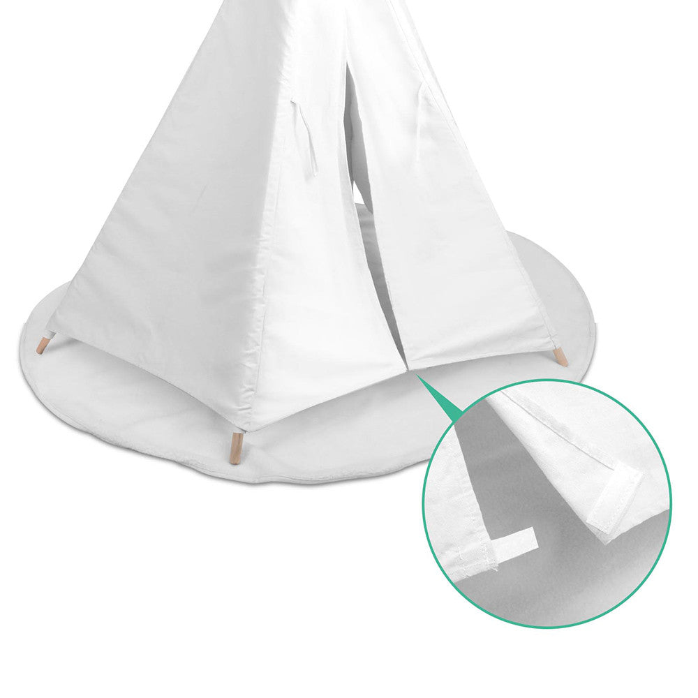 White Kids 6 Pole Teepee Canvas Tent