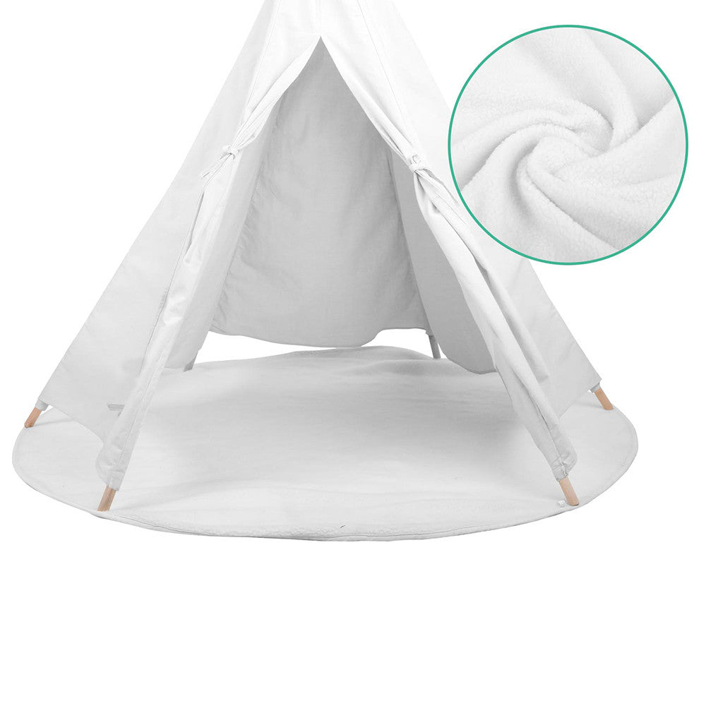 White Kids 6 Pole Teepee Canvas Tent