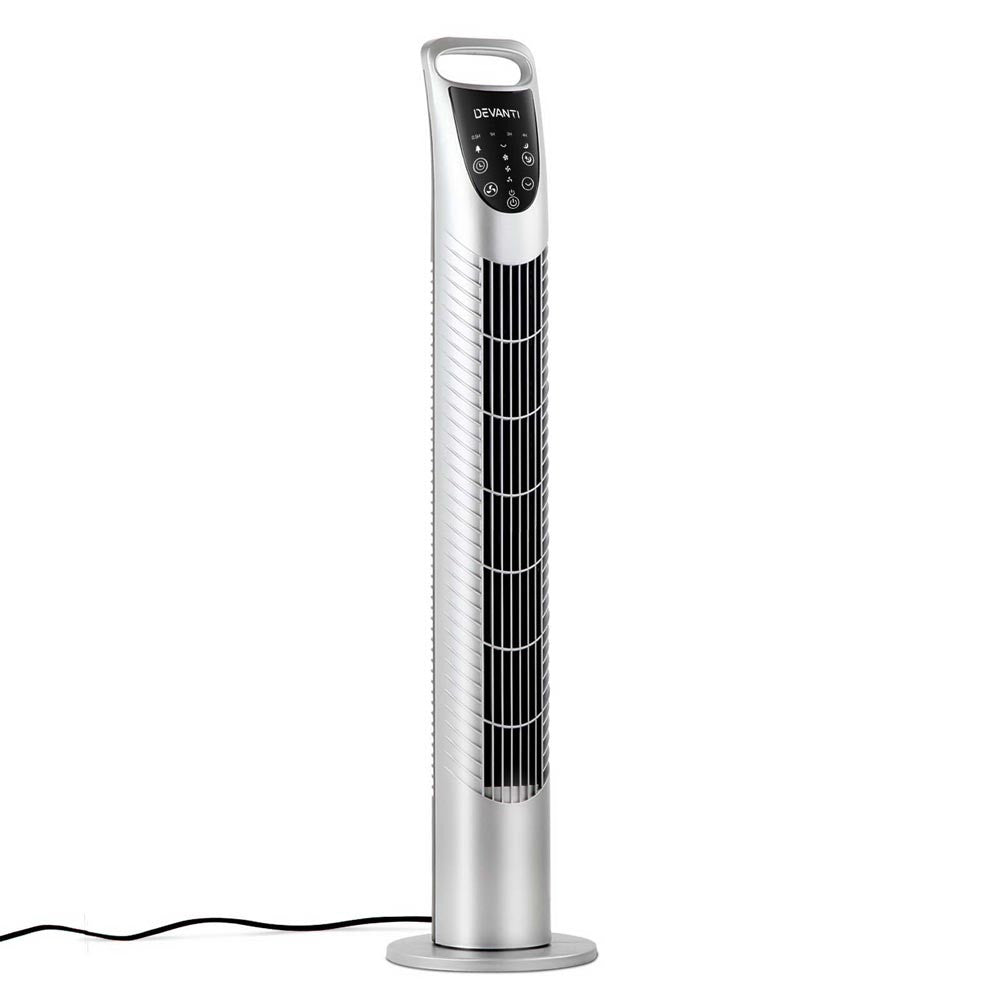 3 Speed Tower Fan  with Remote Control - Silver