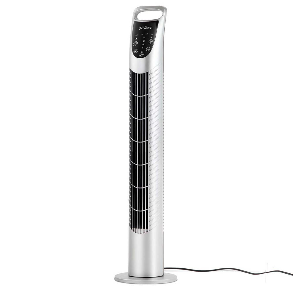 3 Speed Tower Fan  with Remote Control - Silver