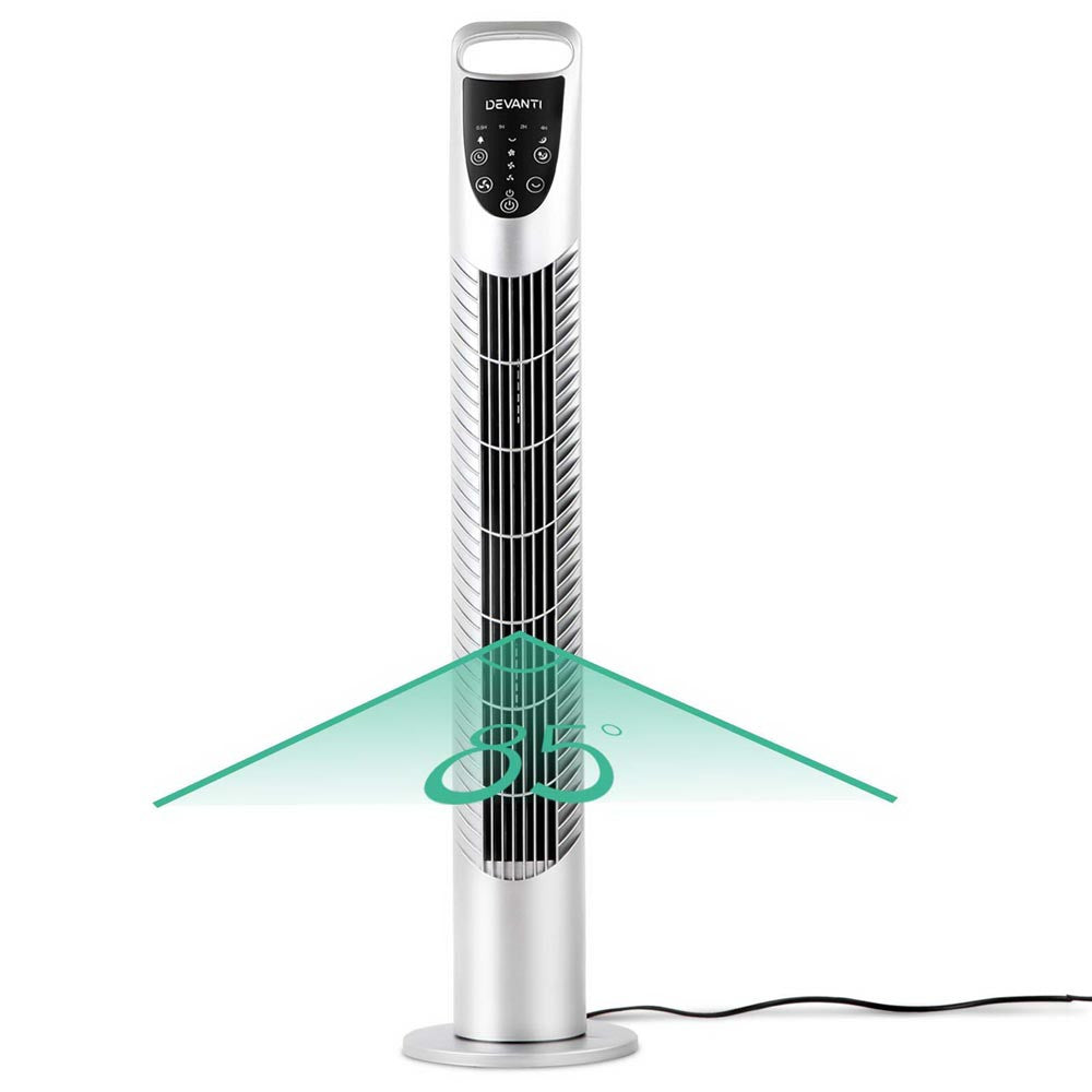 3 Speed Tower Fan  with Remote Control - Silver