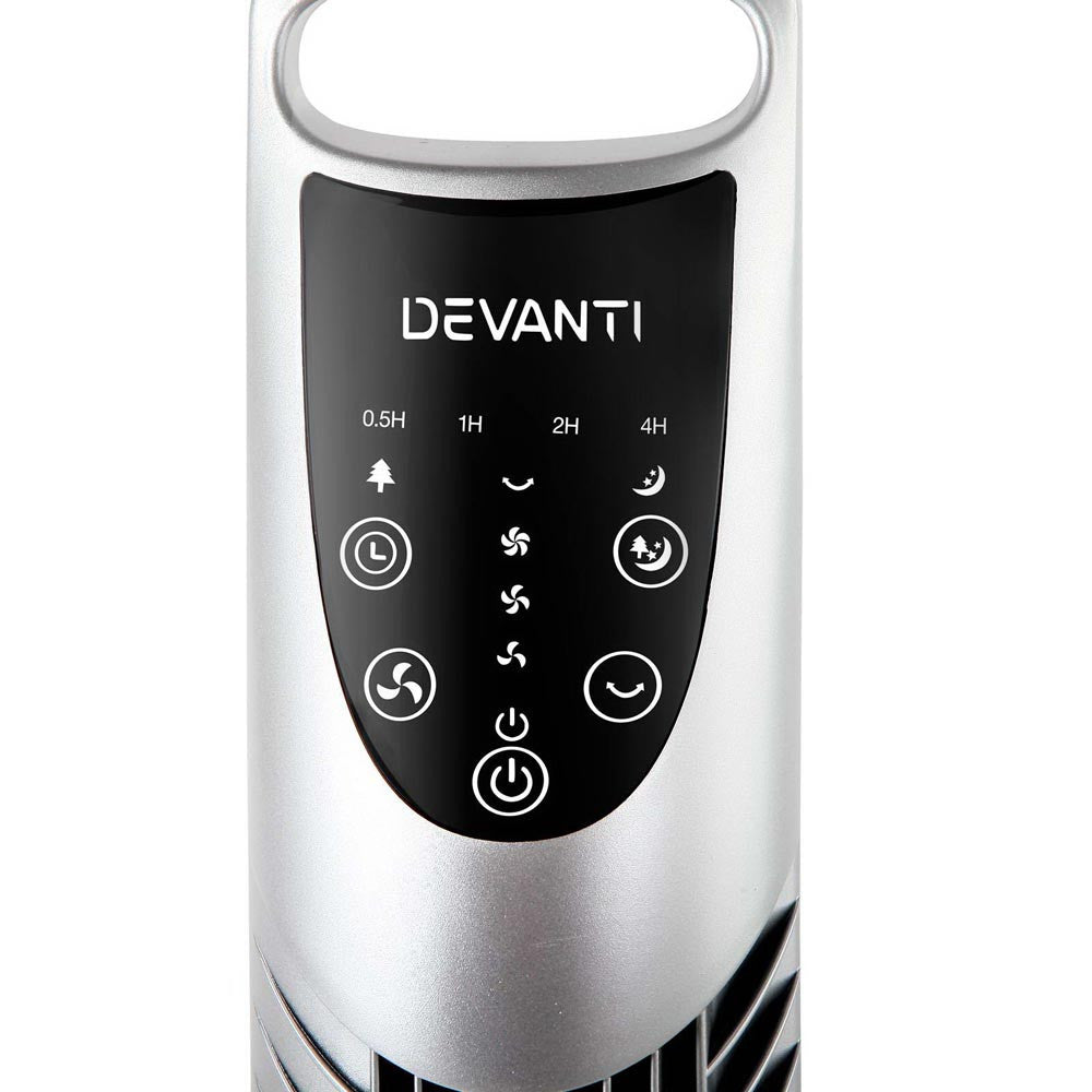 3 Speed Tower Fan  with Remote Control - Silver