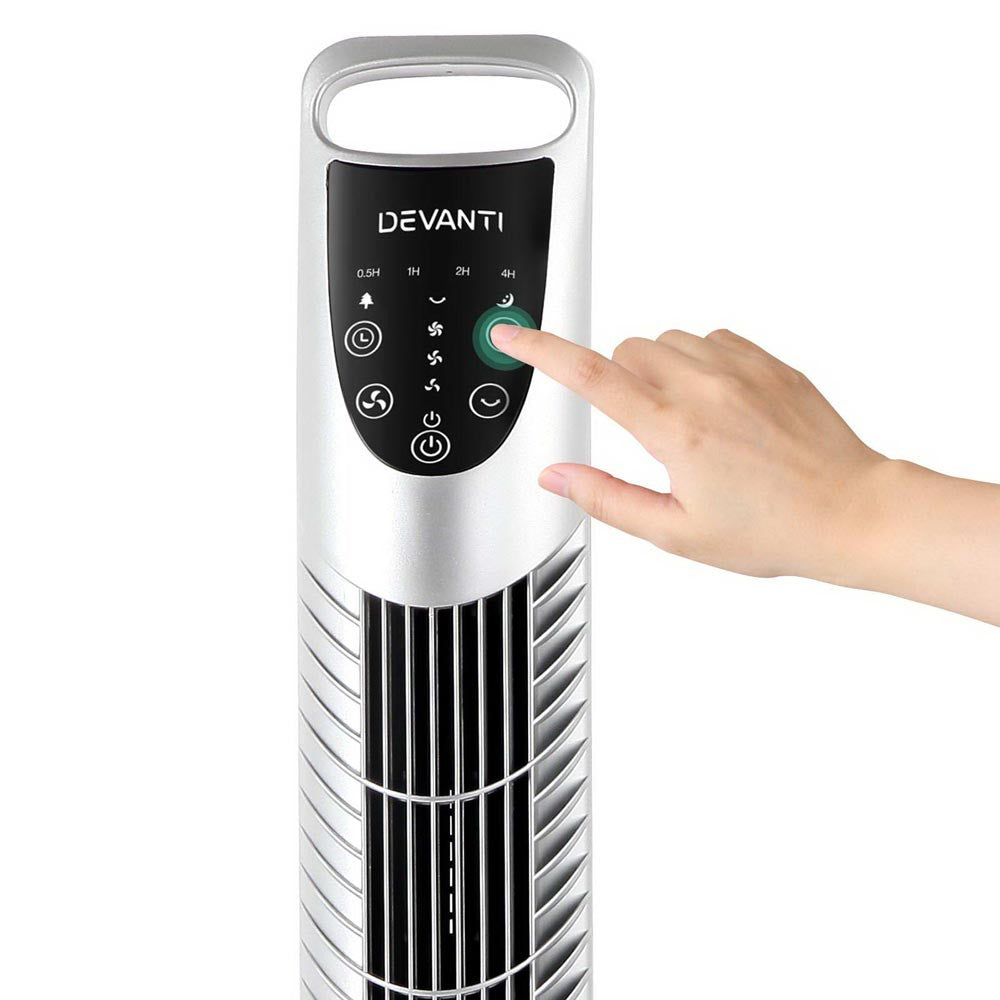 3 Speed Tower Fan  with Remote Control - Silver