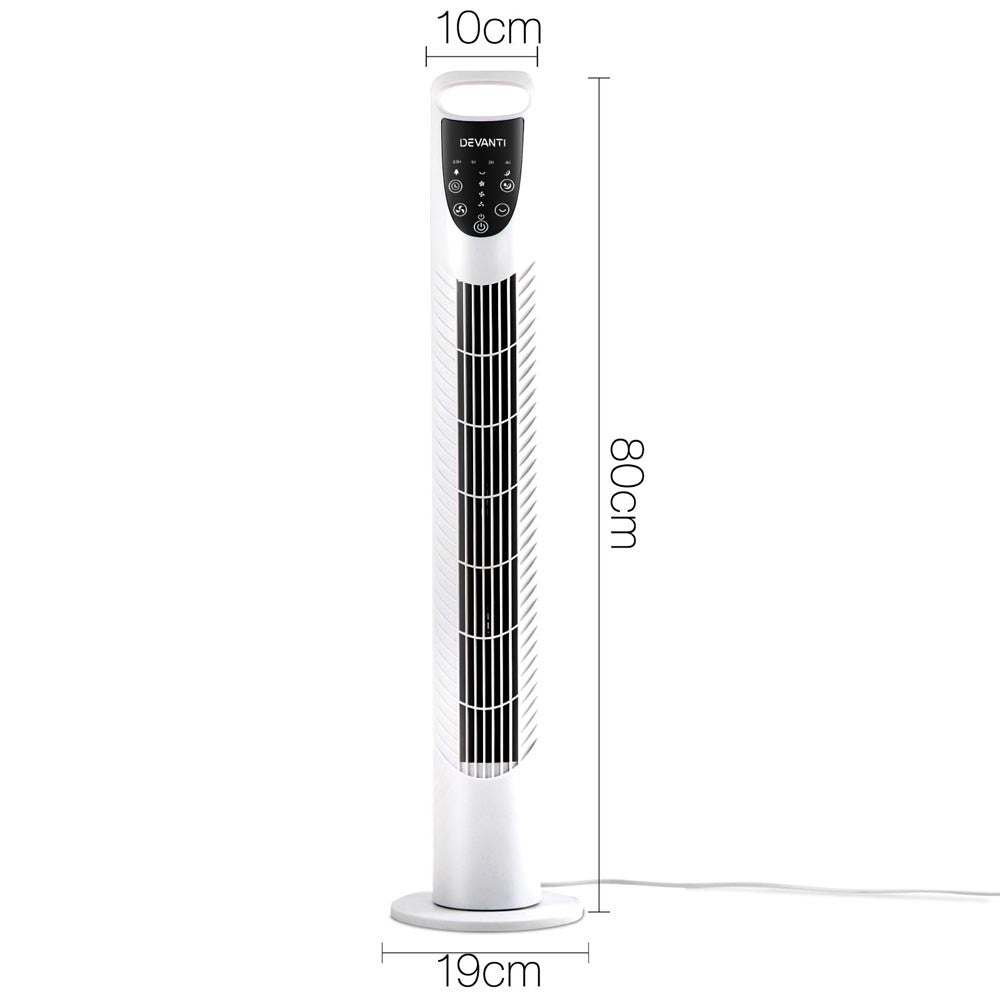 3 Speed Tower Fan  with Remote Control - White