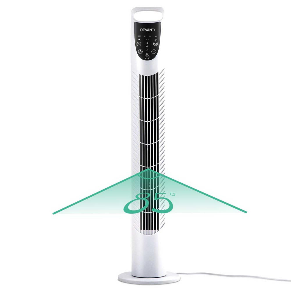 3 Speed Tower Fan  with Remote Control - White