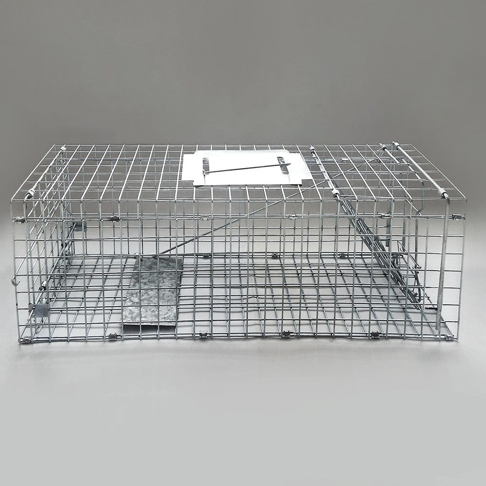 Humane Animal Trap Cage 108 x 40 x 45cm Silver