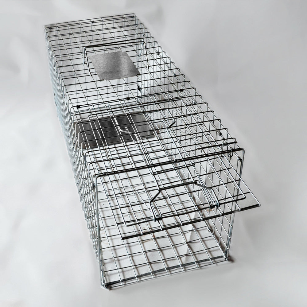 Humane Animal Trap Cage 108 x 40 x 45cm Silver