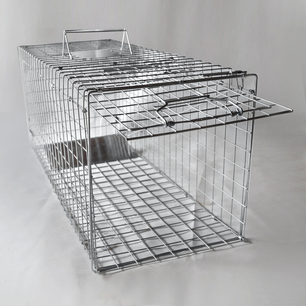 Humane Animal Trap Cage 108 x 40 x 45cm Silver