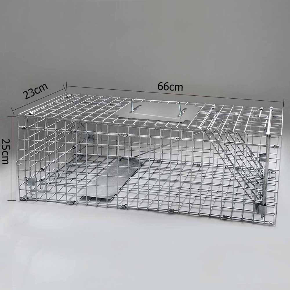 Set of 2 Humane Animal Trap Cage 66 x 23 x 25cm Silver